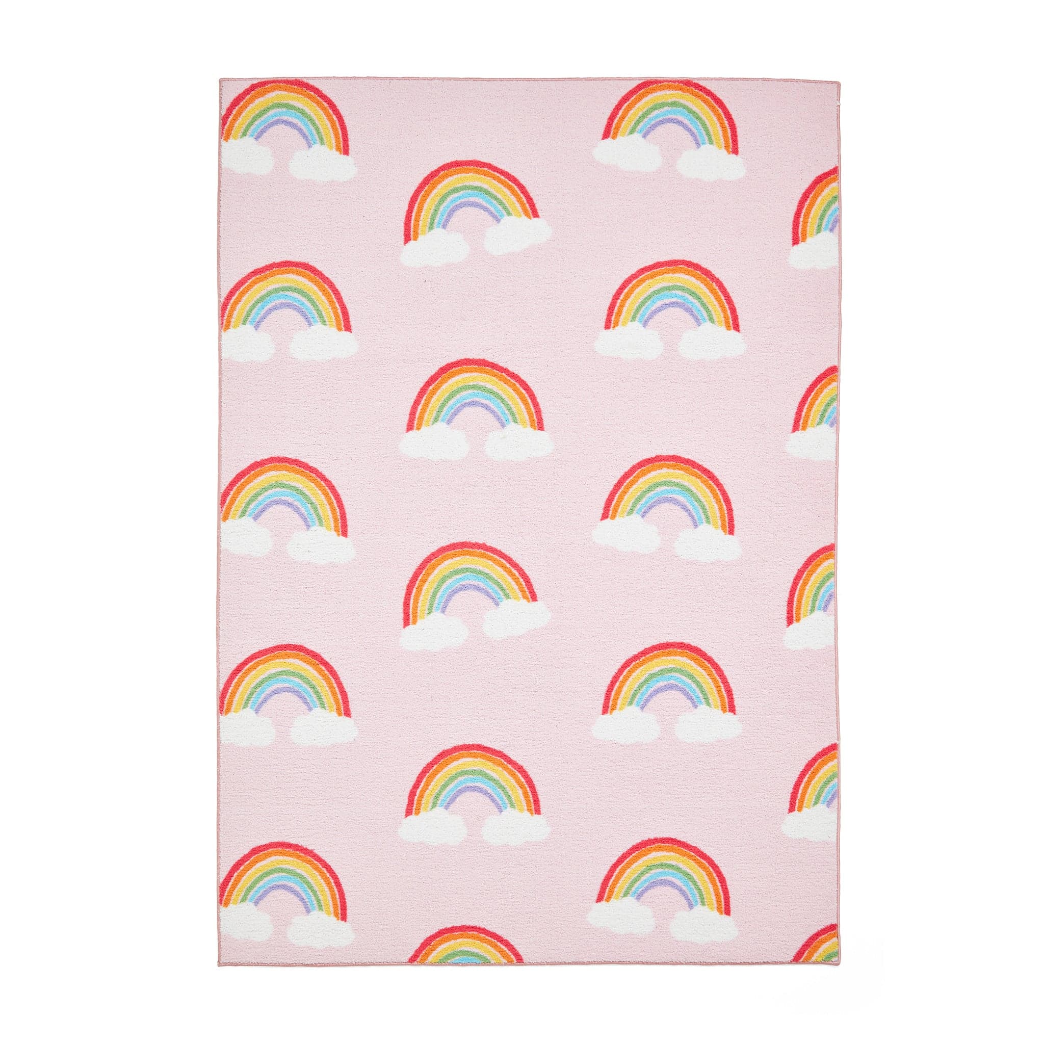 Kids Rainbow Hearts Washable Rug